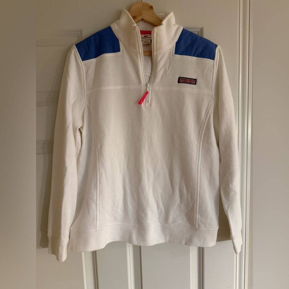 Vineyard Vines White and Pink Cotton Pullover